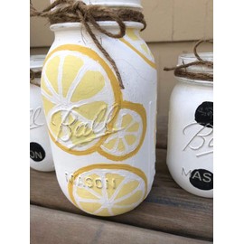 Lemon Polka Dot Mason Jars/Polka Dot Mason Jars/Lemon Mason Jars