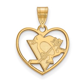 Pittsburgh Penguins Pendant in Heart (Gold Plated)