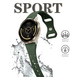 Laband 22mm Slim Silicone Watch Bands Compatible with Garmin Venu 3 45mm/Venu 2/Vivoactive 4, Thin Soft Narrow Sport Replacement Wristband Straps for Forerunner 570 47mm/265/255/255 Music Women Men