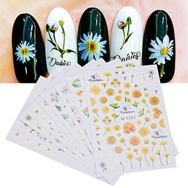 9 hojas de flores adhesivos para uñas, calcomanías de manicura DIY calcomanías para uñas calcomanías adhesivas para uñas para mujeres niñas damas