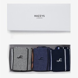 Hazzys (대구신세계)HAZZYS 스트라이프 패턴 면혼방 중목양말3종세트 HJSS5E003N2 (DAEGU SHINSEGAE) HAZZYS Stripe Pattern Cotton Blend Mid-Calf Sock 3-Piece Set HJSS5E003N2