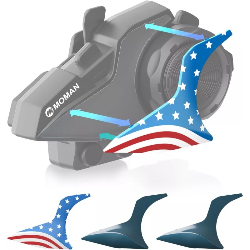 Moman H2E Helmet Intercom Headset with Dual Chip for HiFi/Music