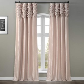 HPD Half Price Drapes Ruched Faux Taffeta Silk Curtains for Living Room 50 X 120 (1 Panel), PTCH-130907-120-RU, Antique Beige
