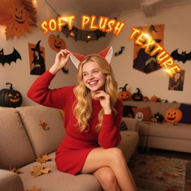 Fox Ears Headband,Plush Orange Fox Ears,Cute HalloweenCosplay Headbands for Kids Woman