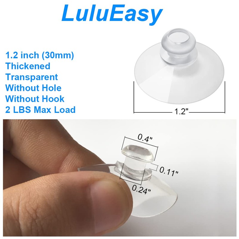 LuluEasy 12 Pieces 1.2 inch Small Clear Suction Cups for