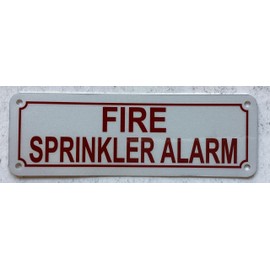 Fire Sprinkler alarm sign (white,Reflective, Aluminium-Rust Free, Size 2x6 inch)
