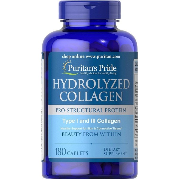 Puritans Pride Hydrolyzed Collagen 1000 Mg Caplets, 180 Count (Pack