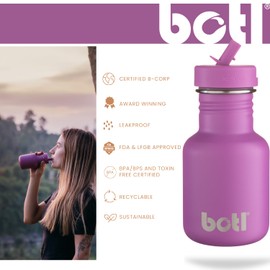 BOTL Tough Canteen Water Bottle with Matching Leakproof Straw Lid, Stainless Steel Water Bottle, Non-Insulated, Eco Bottle, 350ml (Banana)