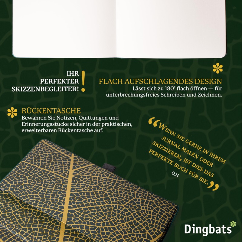 Dingbats* Pro B5 Großes Notizbuch Liniert - Journal mit Textilcover,
