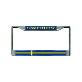 DIGIART SWERIGE SWEDEN SWEDISH FLAG Chrome Metal Car License Plate Frame