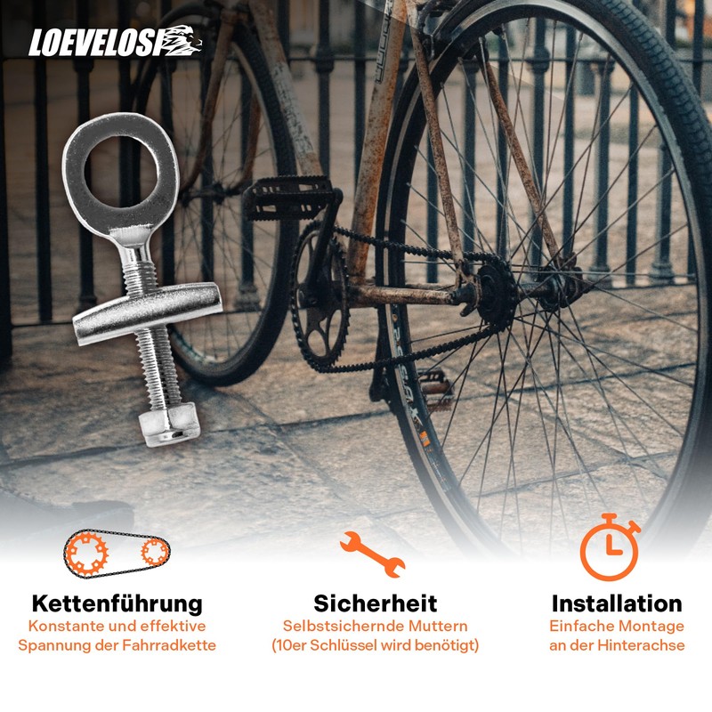 LOEVELOSI Bicycle Chain Tensioner Set, 2 Pieces, Made of Galvanised
