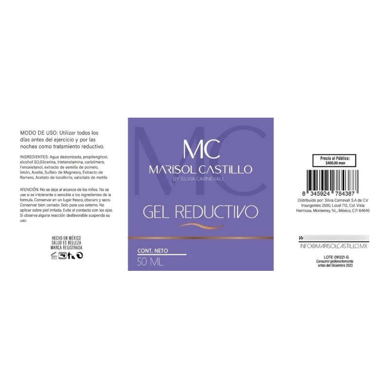 Gel Reductivo Marisol Castillo Define Reafirma Reduce