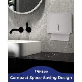 Multifold Paper Towel Dispenser Wall Mount (White), Folded Hand Towel Dispenser for Bathroom/Restroom, Commercial Paper Towel Holder, Trifold Paper Towels Dispenser by EnBath