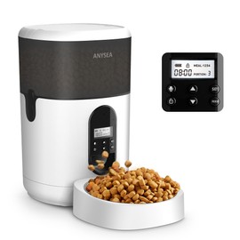 Smart Automatic Cat Feeder, 4L Timed Pet Feeder for Cats with LCD Display, Auomatic Cat Food Dispenser Easy Programmable Portion Control with Desiccant Bag Dual Power Supply 10S Voice Recorder
