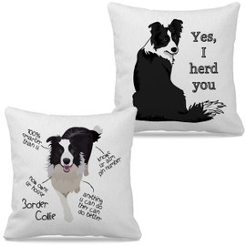 Nogrit Border Collie Throw Pillow Cover 18x18 Set of 2,Border Collie Dog Puppy Decor for Home Bedroom Living Room Girls Room,Border Collie Owners Gifts
