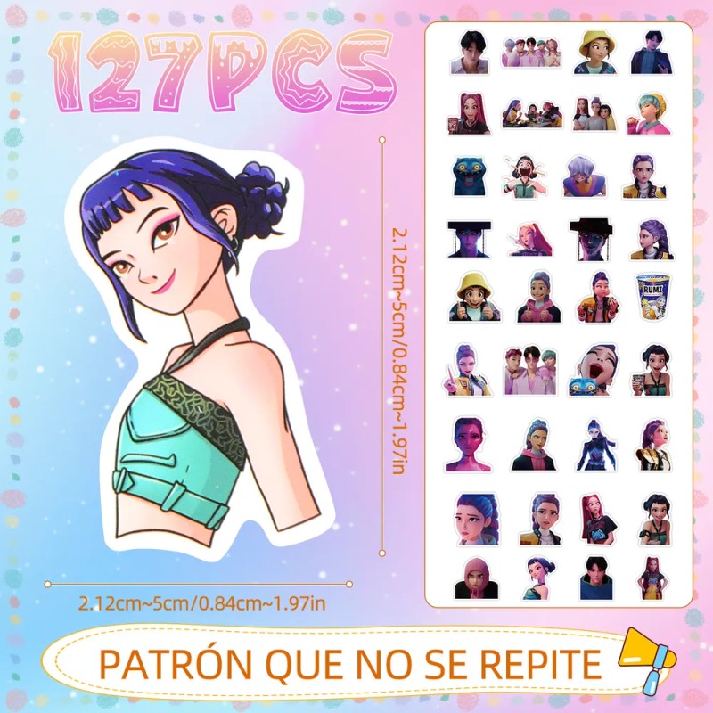 Kpop Demon Hunters 127 Calcomanias Stickers Pvc Contra Agua