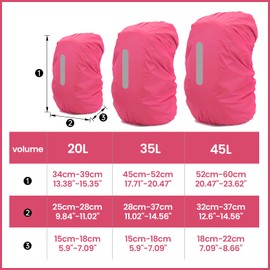 STQDEU Satchel Rain Cover, Rain Cover for Backpacks 15L-60L, Available in Four Colours, Waterproof Cover for Large Hiking Backpacks, Waterproof Protection for Backpacks and School Bags (Red, 45L)