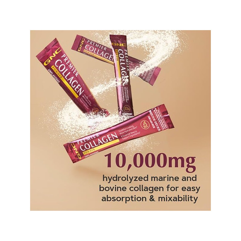 GNC Premier Collagen Powder, with 6 Essential Beauty Support Ingredients,