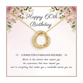 60th Birthday Gifts for Women 925 Sterling Silver Birthday Necklace 3 4 5 6 7 Decade Interlocking Circles Necklace Happy 30th 40th 50th 60th 70th Birthday Necklaces for Daughter Mom Birthday Jewelry