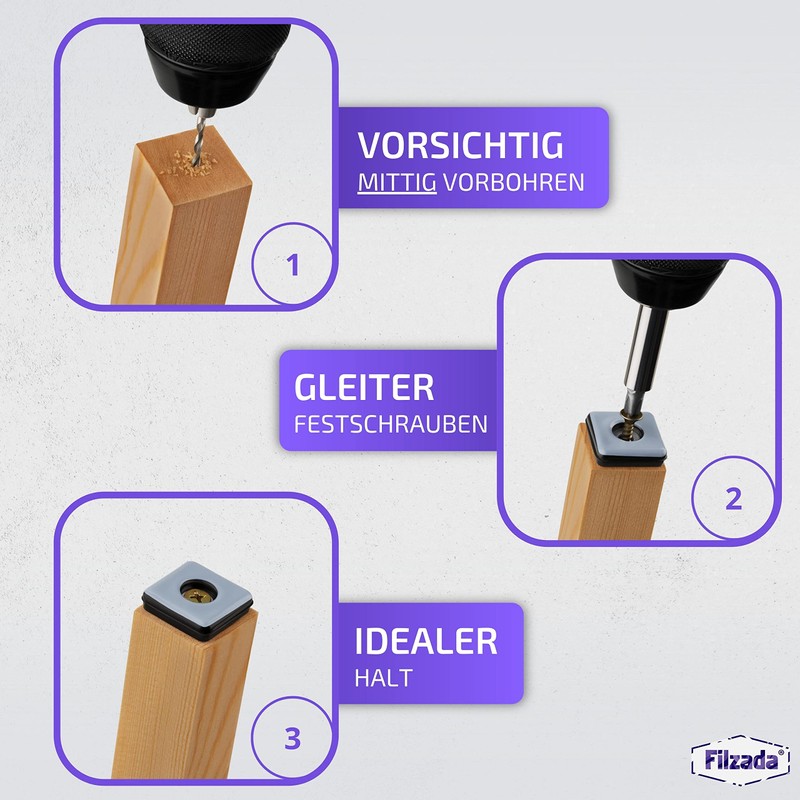 Filzada 18 x Teflon Glides for Screwing – 25 x