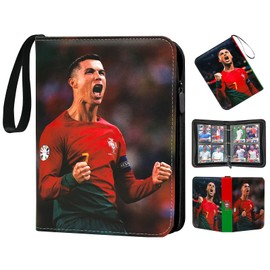 COQOYO Cartoncini da collezione da calcio, 4 tasche, 50 custodie per 400 carte da calcio, album da collezione, con chiusura lampo e maniglia, impermeabile