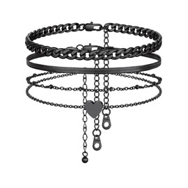 FindChic Foot Jewellery Set for Women Girls Adjustable Anklet Chain Stainless Steel Summer Beach Ankle, 2 Pieces/3 Pieces, Silver/Gold/Black, Waterproof, 22 + 5 cm, Stainless Steel