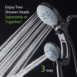 Hotel Spa AquaCare As-Seen-On-TV High Pressure Handheld/Rain 50-mode 3-way Shower Head Combo with Adjustable Arm - Anti-clog Nozzles, Tub & Pet Power Wash, 6 ft. Hose, Rubbed Bronze Finish