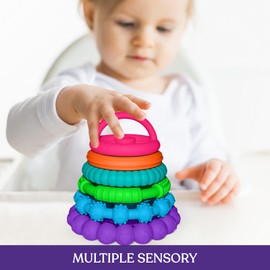 Stacking Silicone Stacking Toy – Premium Stacking Toys for Teething – Interactive and Fun Baby Stacking Toys Made of Soft Silicone – Teeth Soothing 6-12 Month Toys Developmental Multicolor