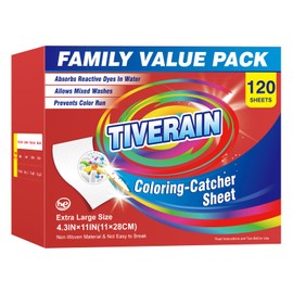 TIVERAIN 120 Counts Coloring-Catcher Sheet for Laundry,Color Grabbers Laundry Sheet,Allow Mixed Washes and Prevents Color Runs,Fragrance Free Color Absorber Sheets for Family No Fluorescent Agent