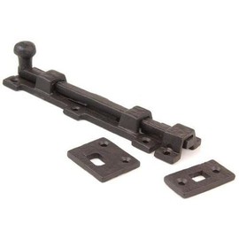 Van Dyke's Restorers Rustic Vintage Iron Flush or Offset Surface Bolt for Gates, Doors, and Cabinets, Flush Surface - Oil Blackend, 8"