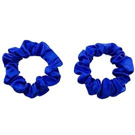 Mytoptrendz® 2pcs Small Scrunchies Skinny Silky Satin Hair Ties for Women Girls Ponytail Holder Hair Accessories (Royal Blue)