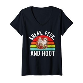 Womens Sneak Peek and Hoot Owl V-Neck T-Shirt
