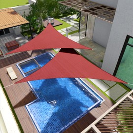 Goleray Sun Shade Sail Triangle 20'x20'x20' Shade Canopy UV Resistant Outdoor Patio Cover for Pergola Backyard Deck Garden Porch Shades, Red