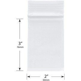 Plymor Heavy Duty Plastic Reclosable Zipper Bags, 4 Mil, 2" x 3" (Pack of 100)