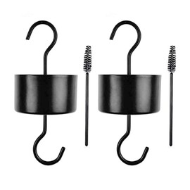 Large an.t Moat for Hummingbird Feeders, 2 Pack Black Hummingbird Feeders Parts for Outdoors with 2 Clean Brushes (black-2pc)