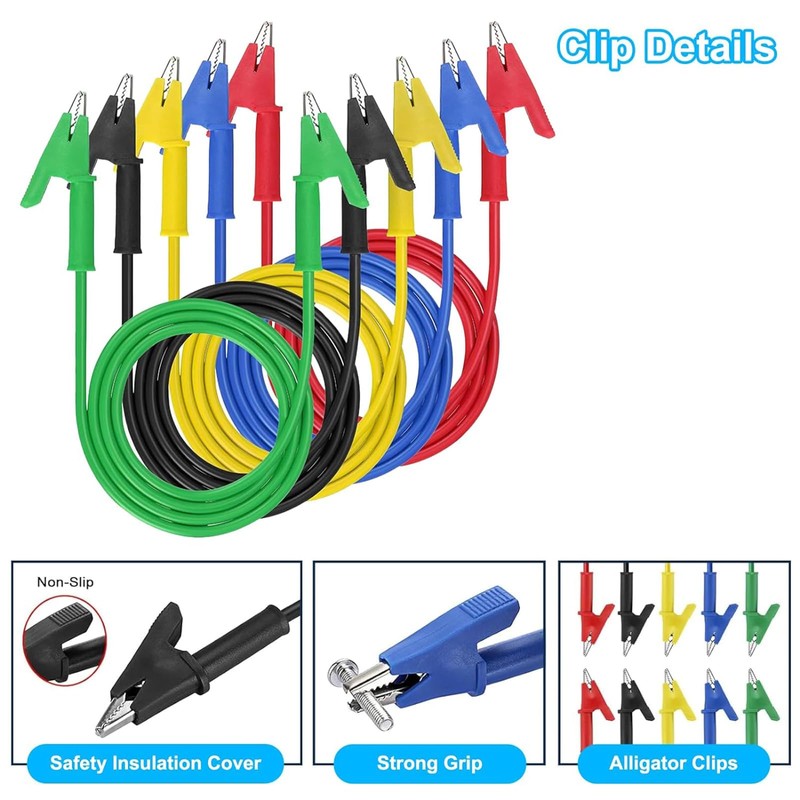 AEDIKO Alligator Clips Test Leads Set Dual Ended 15A Test