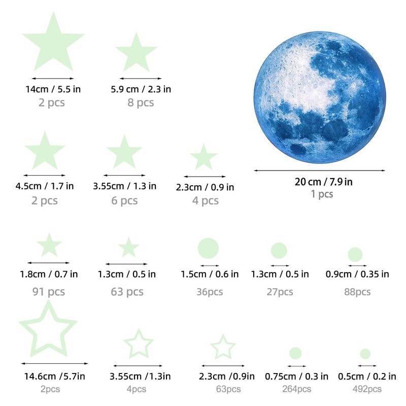 Gretion 1108 Pcs Classic Glow in The Dark Stars &