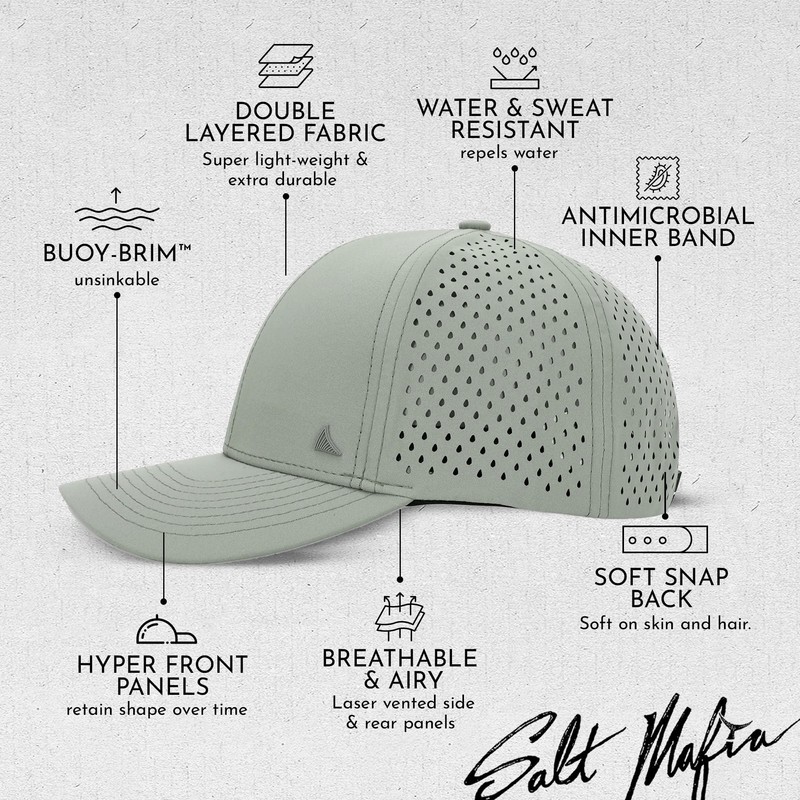 Salt Mafia 6-Panel Curved Brim Water-Resistant Performance Snap Back Hat,