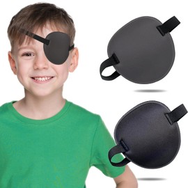 THSIREE 2PCS Eye Patch, Medical Eye Patches for Kids and Adults, Soft Amblyopia Lazy Eye Patches for Left or Right Eyes (Black, Black Gray)