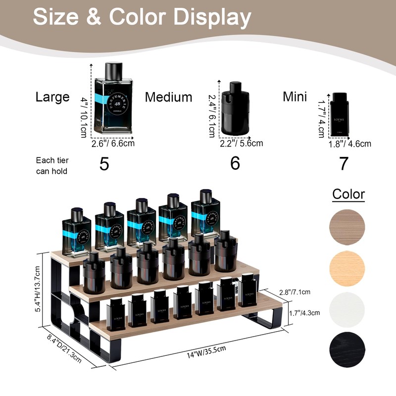 USHARP Perfume Organizer Stand for Men,3 Tier Display Riser Stand,Display