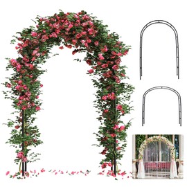 Thickened 0.7mm Tube Garden Arch Trellis, 4.6 * 7.8 or 6.4 * 7.5Ft, Metal Archway Arbor Stable Outdoor Garden Trellis for Climbing Plants, Party Wedding Arch Decoration