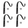 Lasenersm 4-Piece Metal Wall Hook Plant Hanger Bracket, Black Iron,