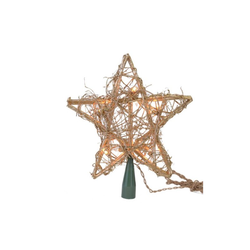 Kurt Adler 10 Light Indoor Rattan Gold Star Treetop