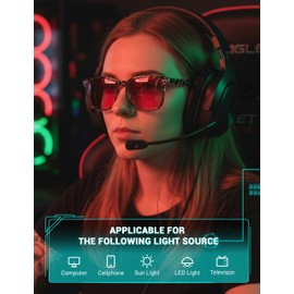 TIJN Sleep Glasses with Blue Green Light Blocking, Red Light Lens for Computer Gaming, Screen Fatigue & UV Protection