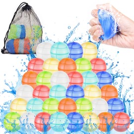 Reusable Silicone Water Balloons - 36Pcs Dual-Opening Silicone Water Bombs for Kids & Adults, Quick Fill Refillable Splash Balls Summer Pool Toys for Outdoor Backyard Beach Pool Fun Games Supplies