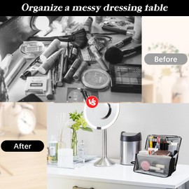 Doresty Makeup Bag, Multi-Purpose Large Capacity Oxford Cloth Standing Makeup Bag,Travel Makeup Organizer Portable, Large Capacity, Waterproof with Compartments (Black)