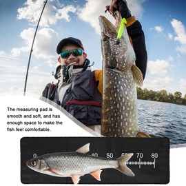 Casenly Fishing Unhooking Mat, 98 x 30.5 cm Carp Mat, Foldable, Fishing Unhooking Mat with Tape Measure, Portable Measure Mat for Beginners, Anglers for Spin Fishing, Predatory Fish Outdoor (Black)