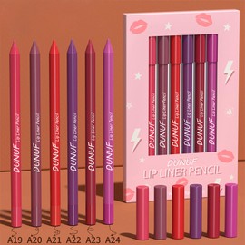 6 x Lipstick Lip Liner, Matte Lip Liner, Non-Stick Cup, Does Not Fade, Waterproof Lipstick Liner, Slim, Highly Pigmented Cream Liner, Non-Fade, Durable Lip Liner (02)