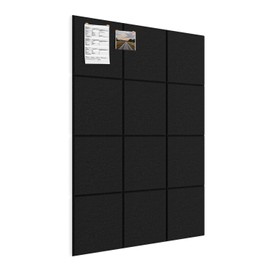 Large Bulletin Board 48" x 36", 12 Pack Blcak Cork Boards for Walls, Self-Adhesive Felt Pushpins Wall Tiles, Display for Messages, DIY Notice, Photo Decorations, Classroom, School, Office, Bedroom