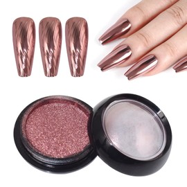 Chrome Nail Powder Metallic Mirror Effect Shiny Glitter Nail Art Decoration Manicure Rubbing Iridescent Pigment Dust Resin Craft 0.5g Jar - Rose Gold Color